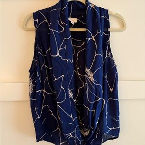 Parker Blue and White Wrap Blouse